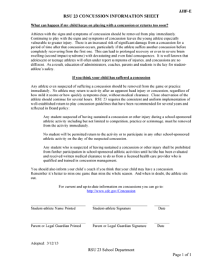 RSU 23 Concussion Information Sheet