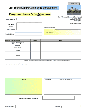 Community Development Program Suggestion Form