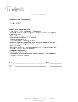 Emergency Room Registered Nurse Job Description