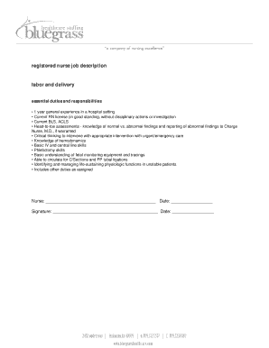 Labor and Delivery Registered Nurse Job Description