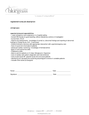 Registered Nurse Job Description for Critical Care