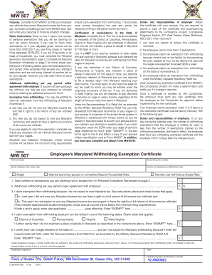 Maryland Withholding Exemption Certificate