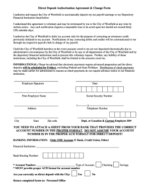 Direct Deposit Authorization Agreement
