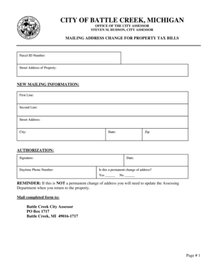 Michigan Mailing Address Change for Property Tax Bills