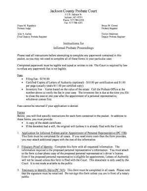 Michigan Informal Probate Application