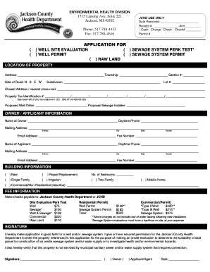 Michigan Well and Sewage Permit Application