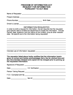 Freedom of Information Act Request Form