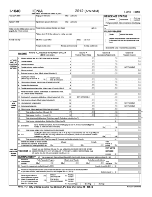 Ionia 2012 Individual Income Tax Return