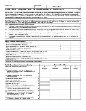 Form I-2210 Underpayment of Estimated Tax by Individuals