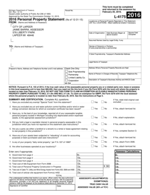 Michigan Personal Property Statement