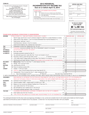 Pickerington City Income Tax Form R2 2013