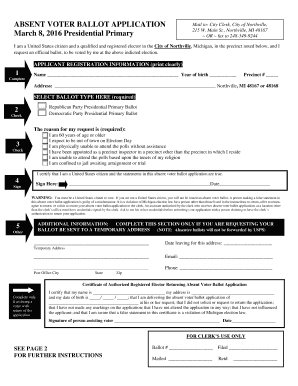 Michigan Absent Voter Ballot Application