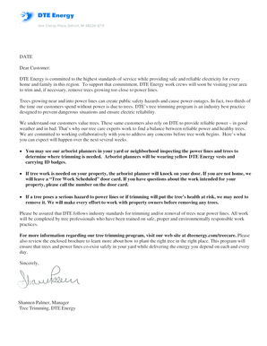 DTE Energy Tree Removal Agreement