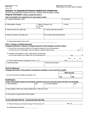 Michigan Homestead Exemption Rescission Form