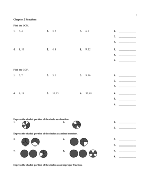 Math Worksheet Fractions