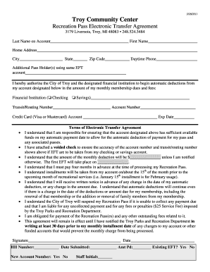 Recreation Pass Electronic Transfer Agreement