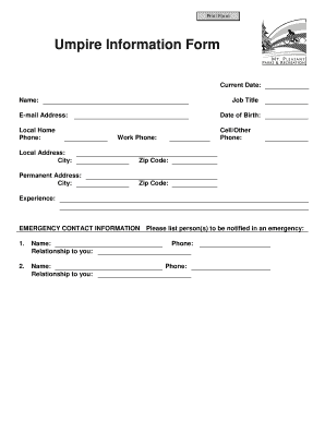 Umpire Information Form