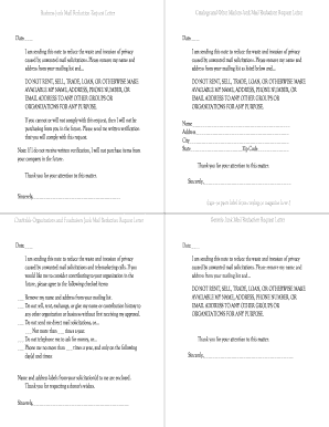 Junk Mail Reduction Request Letter