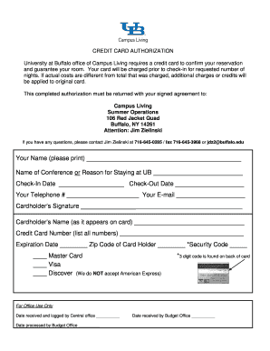 University at Buffalo Credit Card Authorization