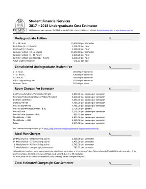 2017–2018 Undergraduate Cost Estimator