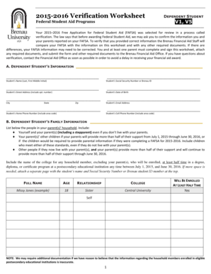 2015-2016 Verification Worksheet