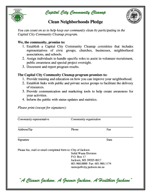 Capital City Community Cleanup Pledge