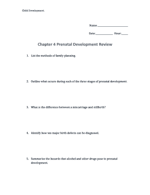 Child Development Prenatal Review Form