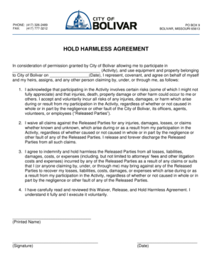 Hold Harmless Agreement