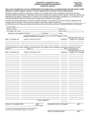 Graduate Course of Study Form