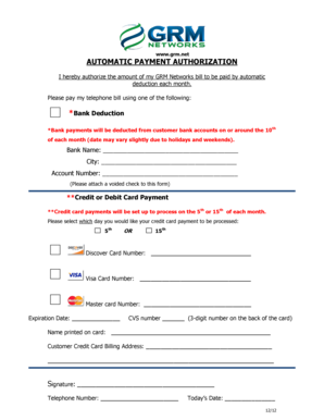 Automatic Payment Authorization Form
