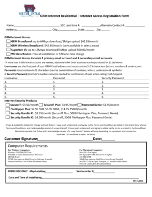 Baby related items a z - GRM Internet Residential Internet Access Registration Form