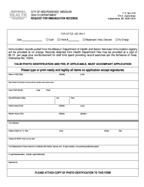 Missouri Immunization Records Request Form