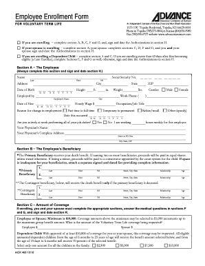 Employee Voluntary Term Life Insurance Enrollment Form