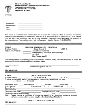 Missouri Workers Compensation Liquor License Form