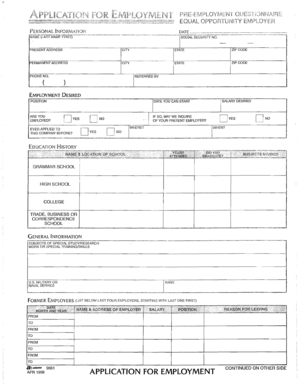 Employment Application Form