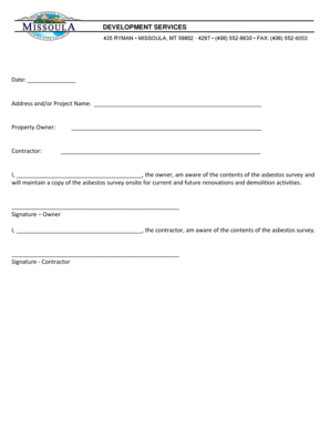 Asbestos Survey Awareness Agreement