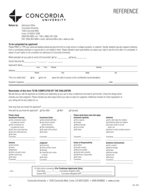 Concordia University Reference Form