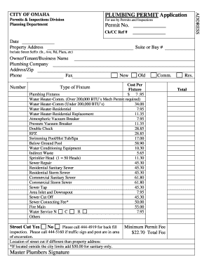City of Omaha Plumbing Permit Application