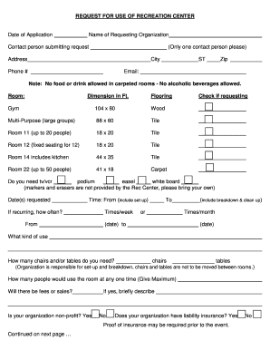 Request for Use of Recreation Center