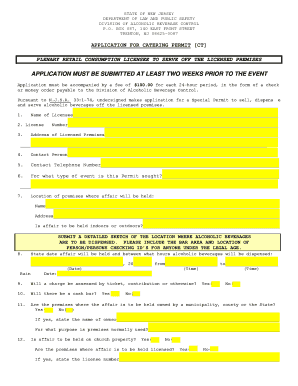 New Jersey Catering Permit Application