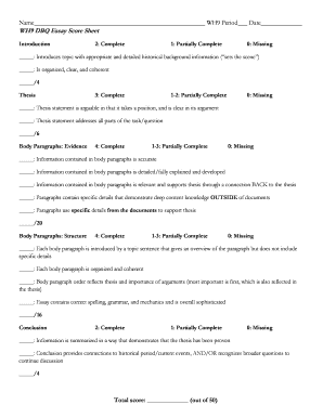 WH9 DBQ Essay Score Sheet