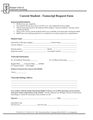 Student Transcript Request Form
