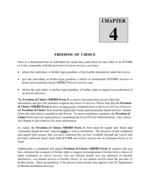 Freedom of Choice Form MR/RD Form 1