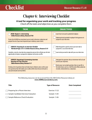 Interview Checklist - Physician Career Planning