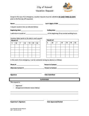 City of Roswell Vacation Request