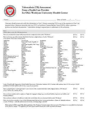 Tuberculosis Assessment Form