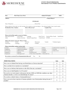 International Travel Medical Questionnaire
