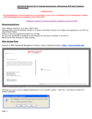 Fall 2016-Spring 2017 Residence License Agreement