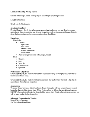 Kindergarten Sorting Objects Lesson Plan