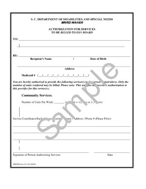 MR/RD Waiver Authorization for Services